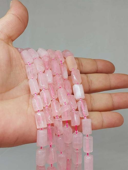 Bileklik Boy Pembe Kuvars Taşı 7x12mm Yarım Dizi (49916) (18CM UZUNLUĞUNDADIR)