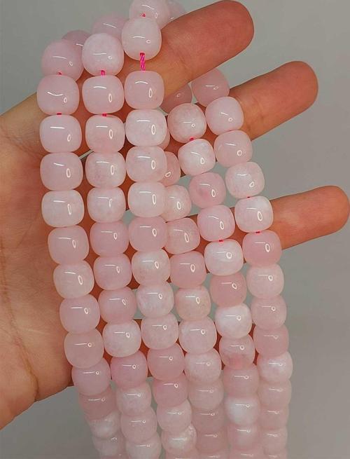 Bileklik Boy Pembe Kuvars Taşı Şekilli 9x10mm Yarım Dizi (49420) (18CM UZUNLUĞUNDADIR)