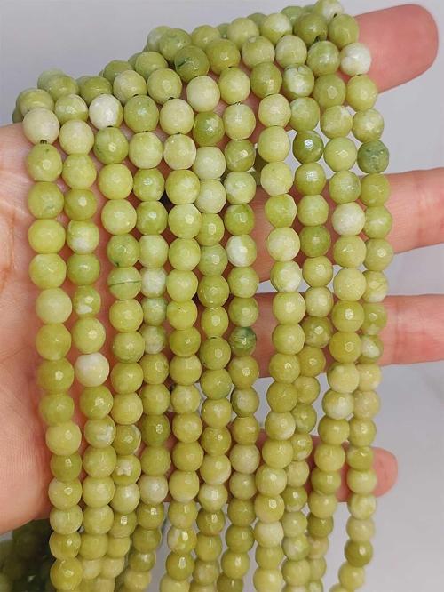 Bileklik Boy Peridot (ZEBERCET) Taşı Açık Renk Yeşil-beyaz Faset Kesim Yarım Dizi 6mm (UZUNLUK 18CM)