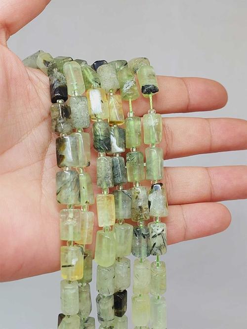 Bileklik Boy Prehnit (PRİNAYT) Taşı 7x12mm Yarım Dizi (49910) (18CM UZUNLUĞUNDADIR)