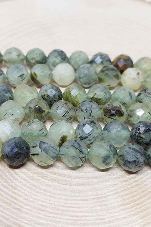 Bileklik Boy Prehnit (PRİNAYT) Taşı Faset Kesim Yarım Dizi 8mm (18CM UZUNLUĞUNDADIR)