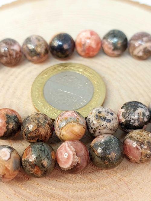 Bileklik Boy Rodokrozit Taşı Koyu Renk Yarım Dizi 10mm (18CM UZUNLUĞUNDADIR)