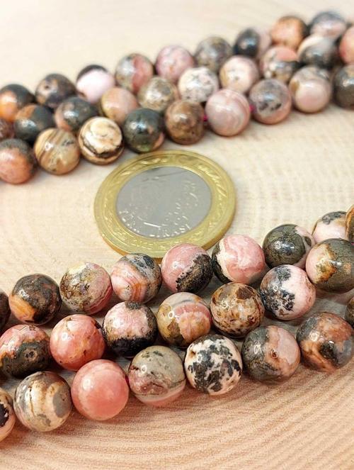 Bileklik Boy Rodokrozit Taşı Koyu Renk Yarım Dizi 8mm (18CM UZUNLUĞUNDADIR)