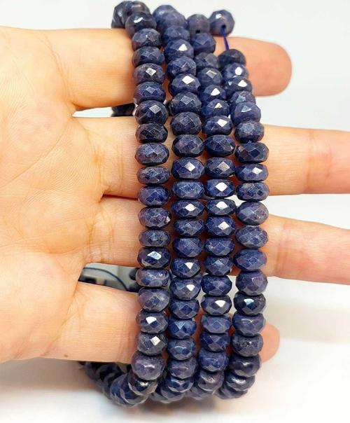 Bileklik Boy Safir Taşı Rondela Faset Kesim 4*7.5mm Yarım Dizi (45822) (18CM UZUNLUĞUNDADIR)