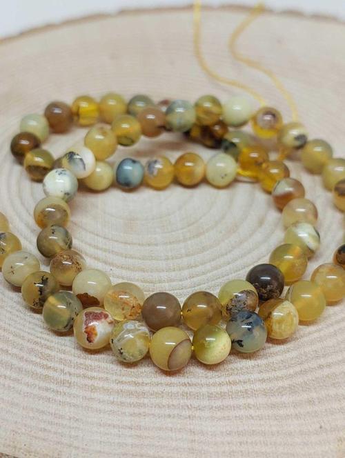 Bileklik Boy Sarı Alacalı Opal Taşı Yarım Dizi 5-6mm Aralığı (18CM UZUNLUĞUNDADIR)