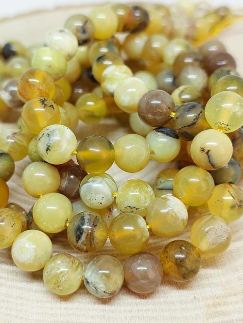Bileklik Boy Sarı Alacalı Opal Taşı Yarım Dizi 7-7.5mm Aralığı (18CM UZUNLUĞUNDADIR)