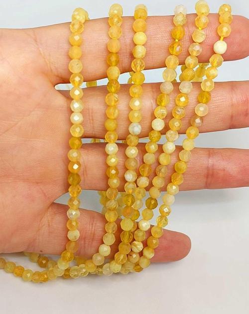 Bileklik Boy Sarı Opal Taşı Faset Kesim Yarım Dizi 4mm (45240) (18CM UZUNLUĞUNDADIR)