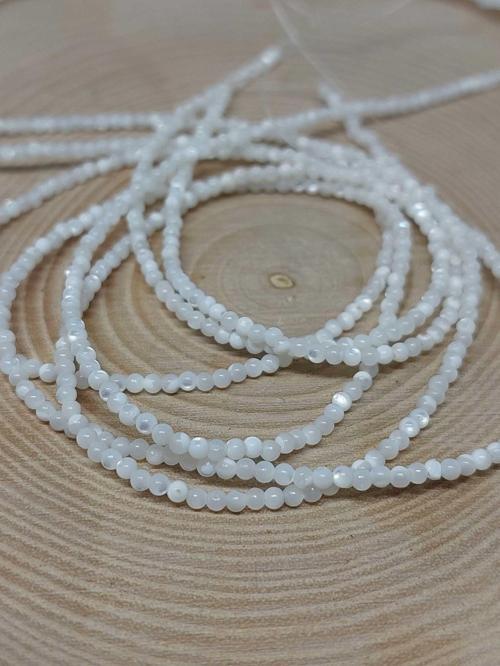 Bileklik Boy Sedef Taşı Beyaz Yarım Dizi 2mm (17CM UZUNLUĞUNDADIR)