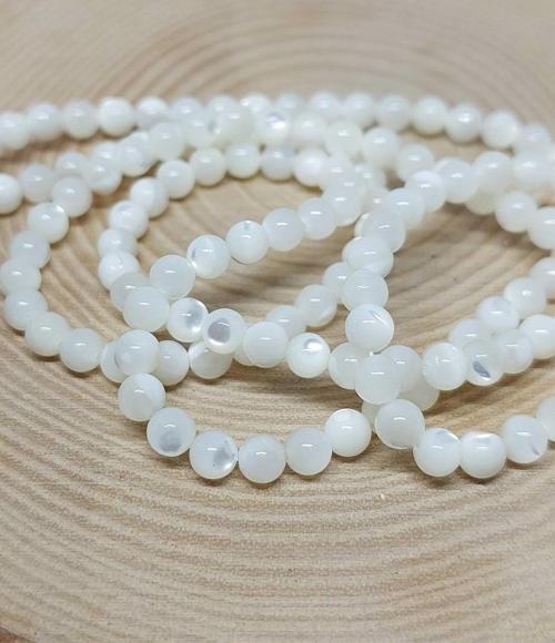 Bileklik Boy Sedef Taşı Beyaz Yarım Dizi 4mm (18CM UZUNLUĞUNDADIR)