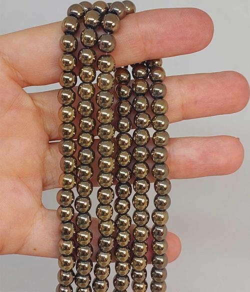 Bileklik Boy Hematit Taşı Yarım Dizi 6mm (48128) (18CM UZUNLUĞUNDADIR)