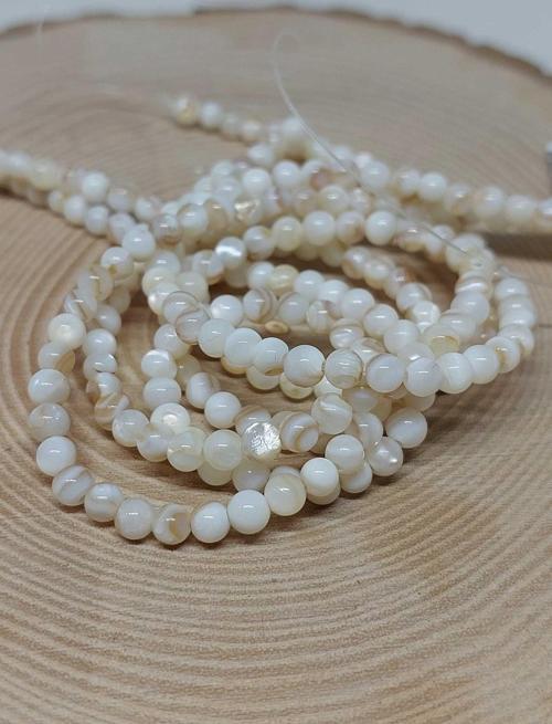 Bileklik Boy Sedef Taşı Karamelli Beyaz Yarım Dizi 4mm (18CM UZUNLUĞUNDADIR)