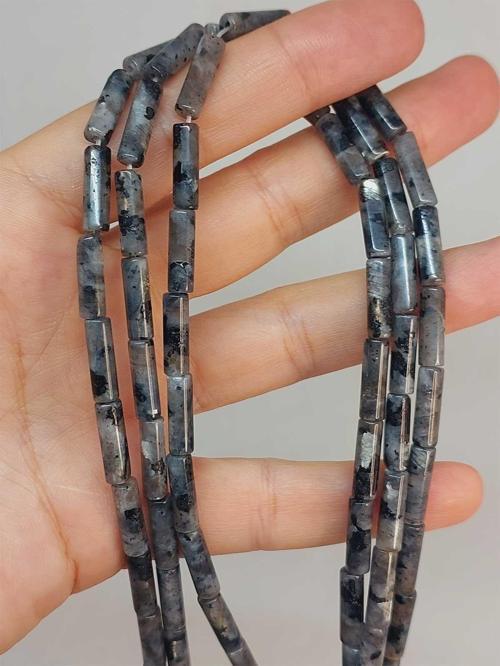 Bileklik Boy Spekrolit Taşı Silindir Kesim 4x12.5mm Yarım Dizi (49368) (18CM UZUNLUĞUNDADIR)