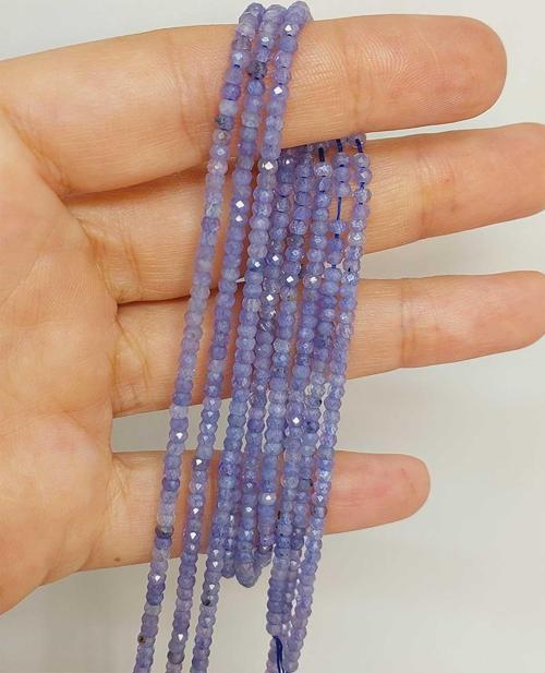 Bileklik Boy Tanzanit Taşı Rondela Faset Kesim Dizi 1.5*2.5mm Yarım Dizi (17CM UZUNLUĞUNDADIR)