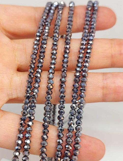Bileklik Boy Terahertz Taşı Rondela Faset Kesim Dizi 2.5*3mm Yarım Dizi (17CM UZUNLUĞUNDADIR)