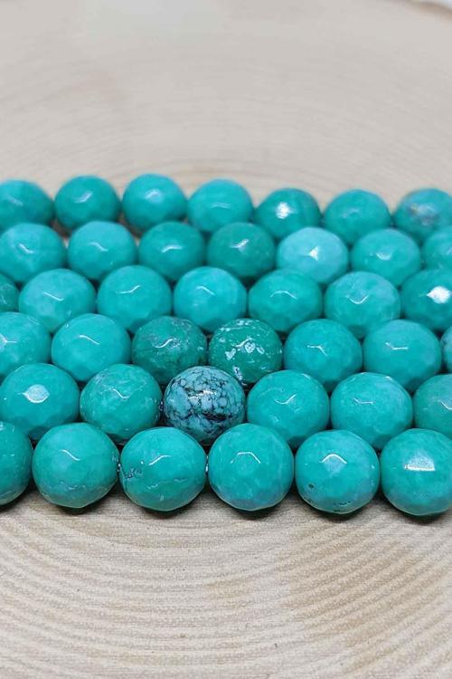 Bileklik Boy Turkuaz Taşı Faset Kesim Yarım Dizi 8mm (18CM UZUNLUĞUNDADIR)