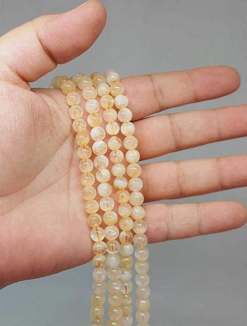 Bileklik Boy Sitrin Taşı Yarım Dizi Buzlu Renkler 6mm (51412) (18CM UZUNLUĞUNDADIR)