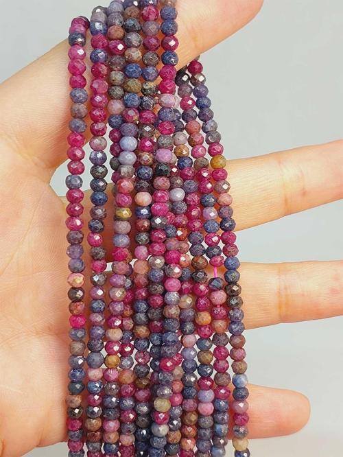Bileklik Boy Yakut & Safir Taşı Rondela Faset Kesim Dizi 2.5*3.5mm Yarım Dizi (17CM UZUNLUĞUNDADIR)