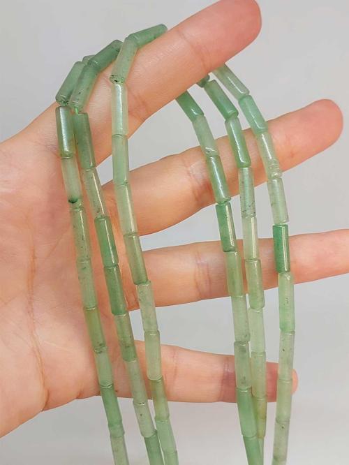 Bileklik Boy Yarım Dizi Aventurin Taşı Silindir Kesim 4x12.5mm (49382) (18CM UZUNLUĞUNDADIR)