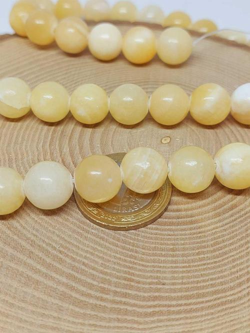 Bileklik Boy Yarım Dizi Kalsit Taşı 12mm (51320) (18CM UZUNLUĞUNDADIR)