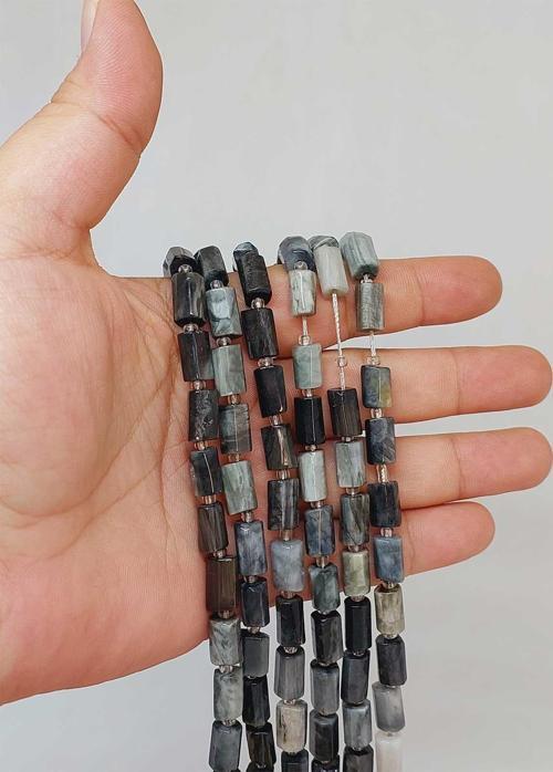 Bileklik Boy Yarım Dizi Şahin Gözü Taşı 7x12mm (49958) (18CM UZUNLUĞUNDADIR)