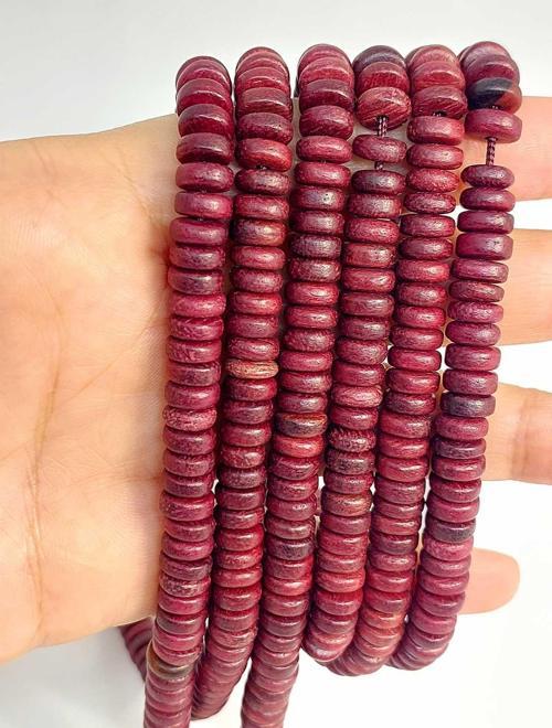 Bileklik Boy Yarım Dizi Ud Ağacı Ahşap Rondela Kesim 7.5*2.5mm (45300) (18CM UZUNLUĞUNDADIR)