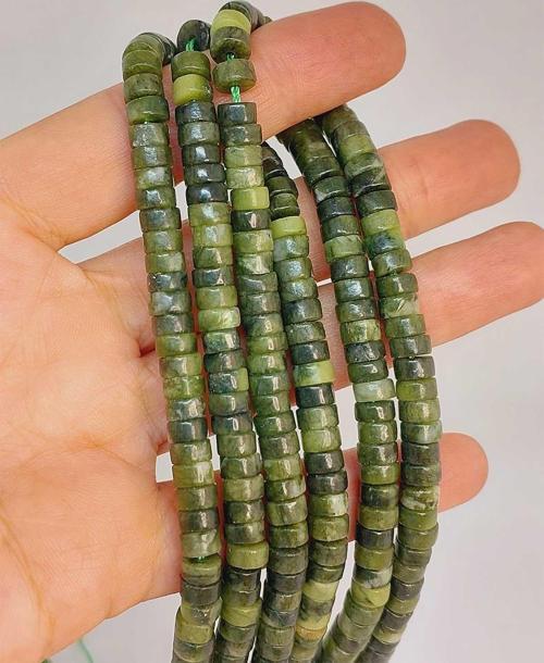 Bileklik Boy Yeşim Taşı Şekilli 3x6mm Yarım Dizi (49338) (18CM UZUNLUĞUNDADIR)