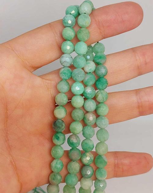 Bileklik Boy Zümrüt Taşı Faset Kesim 6mm Yarım Dizi (45912) (18CM UZUNLUĞUNDADIR)