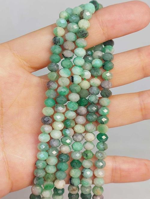 Bileklik Boy Zümrüt Taşı Rondela Faset Kesim Yarım Dizi 4*5.5mm (45904) (18CM UZUNLUĞUNDADIR)