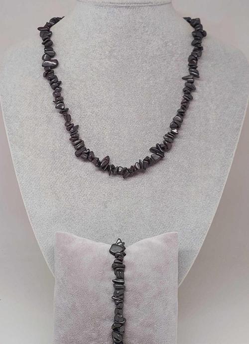 Hematit Taşı Küçük Taşlar Kolye & Bileklik Seti (52184)