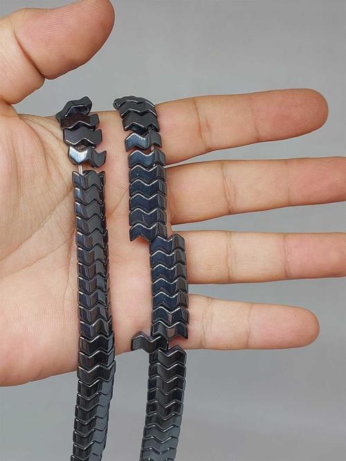 Hematit Taşı Şekilli Çift Delikli 4.5*12mm Dizi (52306)
