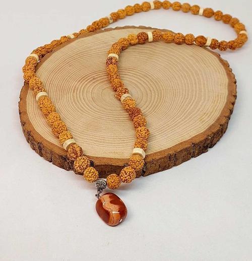 Japer Taşlı Rudraksha Tohum Kolye Dolama Bileklik 8mm (49726)
