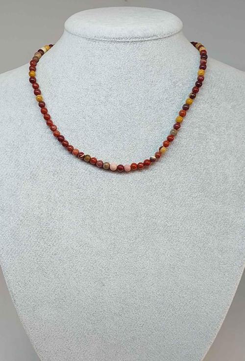 Jasper Taşı 4mm 1000 Ayar Gümüş Ipli Kolye (klipsli) (9865)