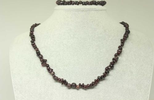 Lal (Garnet - Granat) Taşı Küçük Taşlar Kolye & Bileklik Seti (22210)