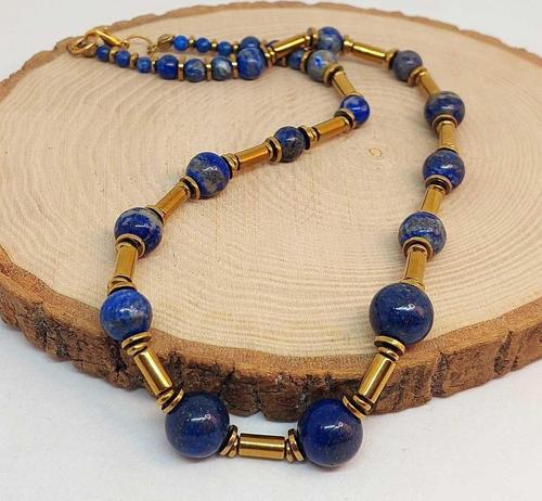 Lapis & Hematit Taşı Tasarım Unisex Kolye (45084)