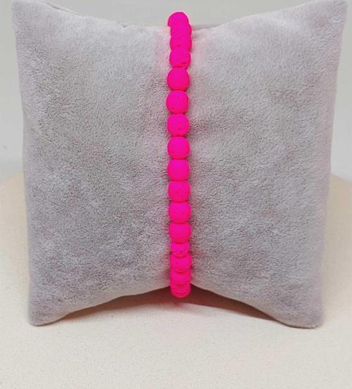 Lav Taşı Fosforlu Pembe Renk Bileklik 6mm (52392)