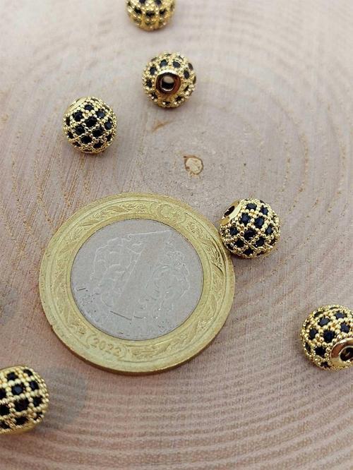 Sarı Metal Zirkon Taş Ara Malzeme 8mm/3adet (45600)