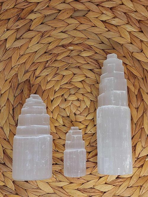 Selenit Taşı Üçlü Kule Set 6-10-15cm