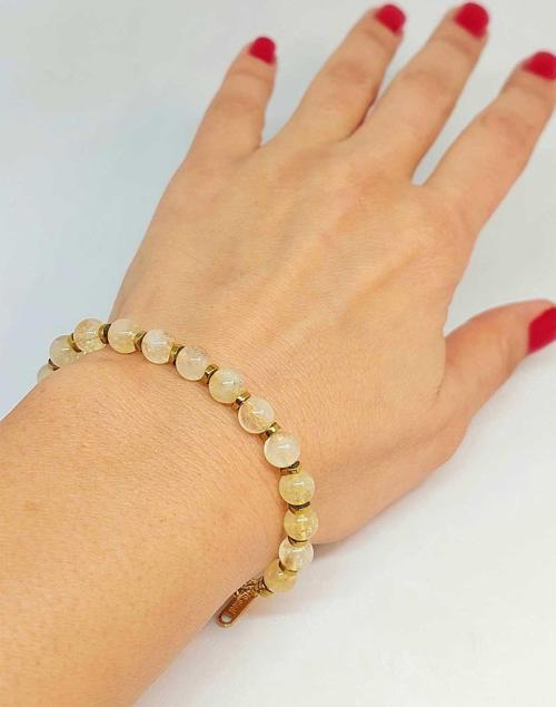 Sitrin Taşı 6mm Tasarım Bileklik (47148)