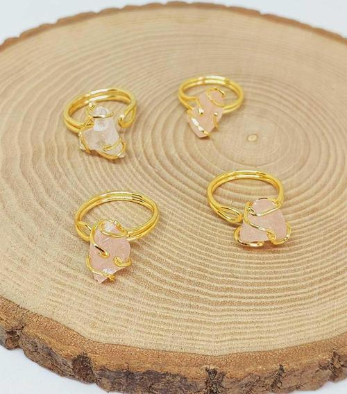 Pembe Kuvars Taşı Ayarlanabilir Yüzük (51692)