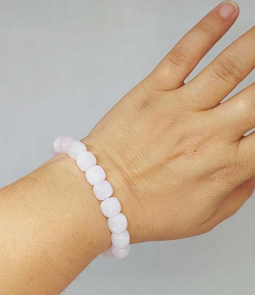 Pembe Kuvars Taşı Tasarım Bileklik 9*10mm (51568)