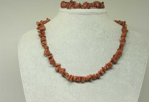 Yıldız Taşı Kahverengi Küçük Taşlar Kolye & Bileklik Seti (22225)