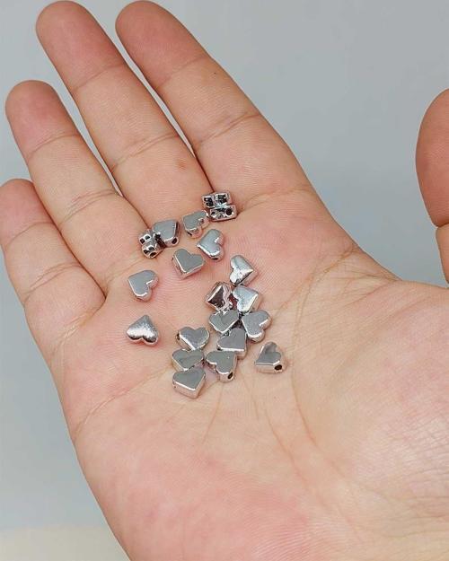 Rodyum Kaplama Kalp Ara Aparat/10 adet (52460)