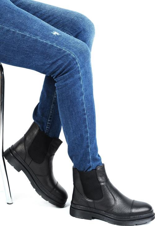 220237 Siyah %100 Deri Erkek Kışlık Bot Ayakkabı