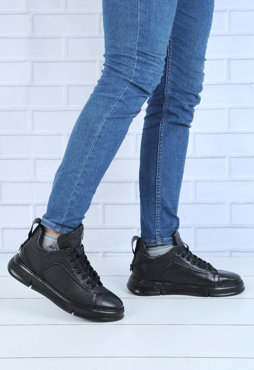 MP 222-4820Mr Siyah %100 Deri Kışlık Erkek Bot