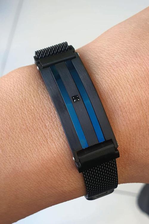 Sıyah Rodajli 316L Çelik Ayarlanabilir Hasır Örgü Mıknatıslı Tarz Erkek Bileklik