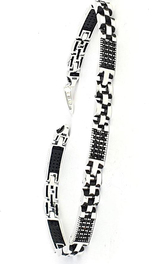 Oniks Taş Detaylı 925Ayar Gümüş Erkek Bileklik