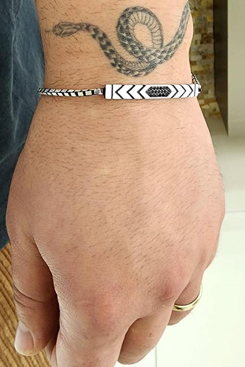 Oniks Taş Detaylı 925Ayar Gümüş Tasarım Erkek Bileklik