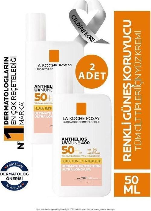 Anthelios Uvmune400 Spf50+ İnvisible Fluid Tinted 50 Ml - 2 Adet