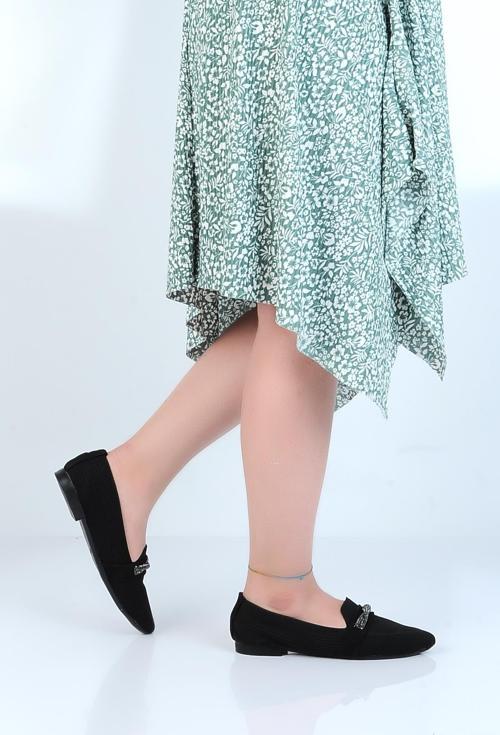 Bene Siyah Kadın Triko Babet Ayakkabı