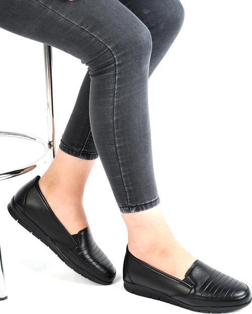 65.1071 Siyah Jel Taban Günlük Kadın Babet Ayakkabı